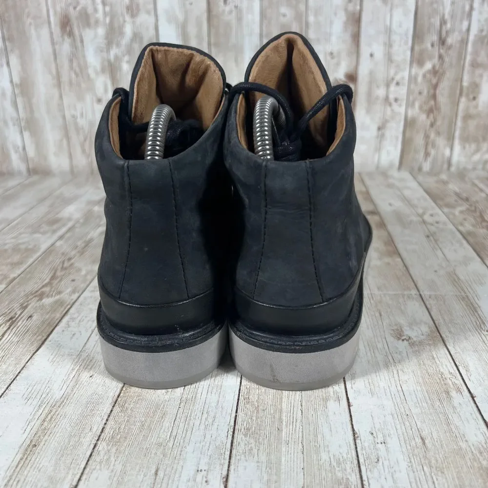 Black‎ Modern Leather High Top Sneaker Boots Platform Chunky Sole Size 39